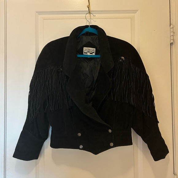 Black Vintage Suede Fringe Yearbook Jacket size Medium!! - Picture 5 of 11